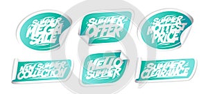 Summer mega sale offer, hello summer stickers collection