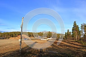 Summer and midnight sun in Levi ski resort in Lapland, Finland