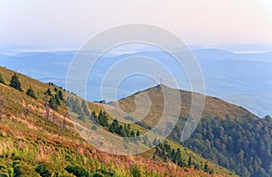 Summer misty mountain landscape