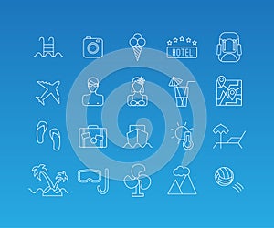 Summer mono line icon set