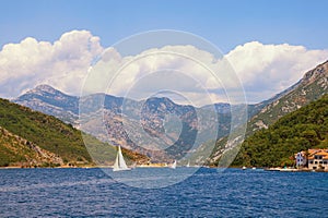 Summer in Montenegro. View of Bay of Kotor near Verige Strait photo