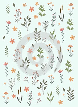 summer mood flowers and green branches vintage stile