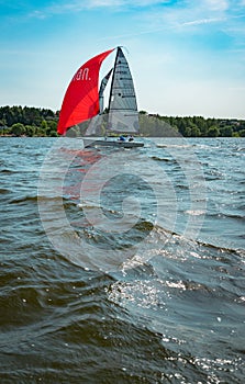 Summer mood: white sails against the blue sky .