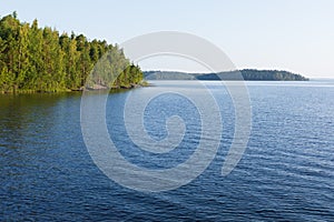 Summer morning lake landscape in Finland