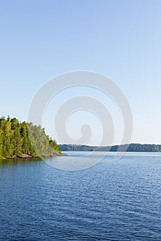 Summer morning lake landscape in Finland