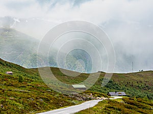 Summer mountain cloudy  landscape Norway