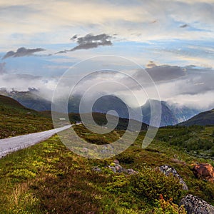 Summer mountain cloudy landscape (Norway