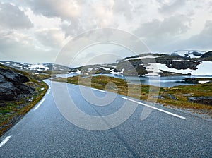 Summer mountain with lake and road (Norway