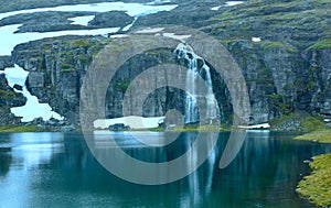 Summer mountain with lake and snow (Norway)