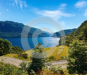 Summer mountain lake Suldalsvatnet (Norway
