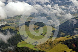 Summer mountain landscape, Sirnea - landmark attraction in Romania