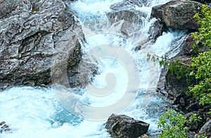 Summer mountain river waterfalls