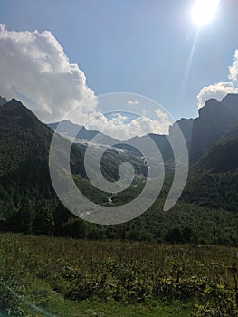 Summer mountain valley canyon panorama