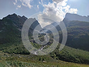 Summer mountain valley canyon panorama