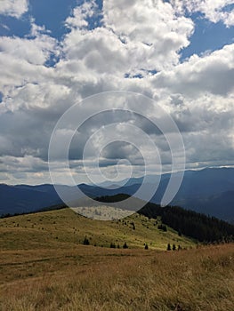 Summer mountains, cloudy day, mountain range