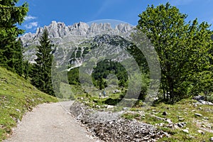 Summer mountains landscape. Hiking in the Alps, Kaiser Mountains, Austria, Tirol