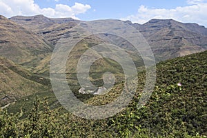 Summer Mountains in Lesotho, seen from the Maliba Lodge