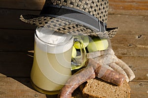 Summer. Mug of beer and bread