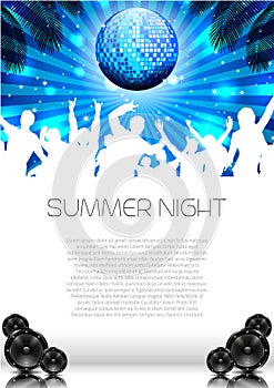 Summer Music Background with Discoball - Vector