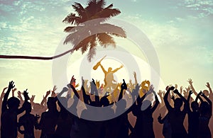 Summer Music Festival Beach Party Performer Excitement Concept photo