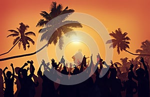 Summer Music Festival Beach Party Performer Excitement Concept