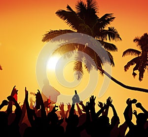 Summer Music Festival Beach Party Performer Excitement Concept