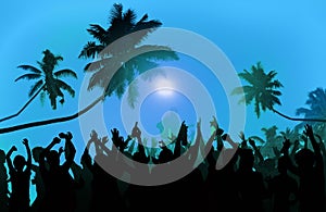 Summer Music Festival Beach Party Performer Excitement Concept photo