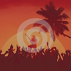 Summer Music Festival Beach Party Performer Excitement Concept