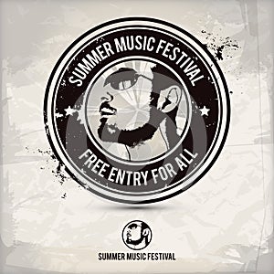 Summer music festival stamp