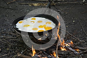 In the summer on the nature of the fire in a frying pan fried egg.