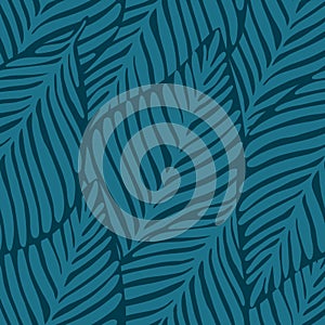 Abstract tropical pattern, palm leaves seamless floral background