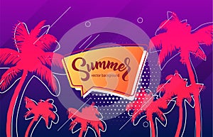 Summer neon disco party stylish background. Vector eps10