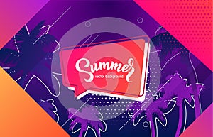 Summer neon disco party stylish background. Vector eps10