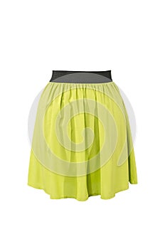 Summer neon green skirt isolated on white background.