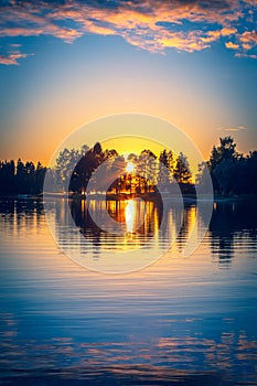 Summer night sunset from Sotkamo, Finland.