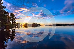 Summer night sunset from Sotkamo, Finland.