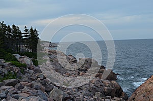 Summer in Nova Scotia: Cape Breton Island Rocky Coastline Looking North Near Ingonish