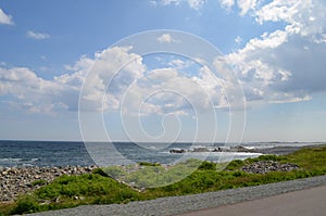 Summer in Nova Scotia: Looking South across Atlantic Ocean from near Blackrock Point and Louisbourg