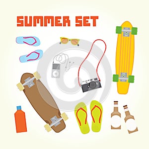 Summer objects vector set