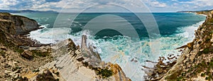 Summer ocean coastline view in Getxo town, Spain