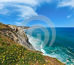 Summer ocean coastline view in Getxo town, Spain