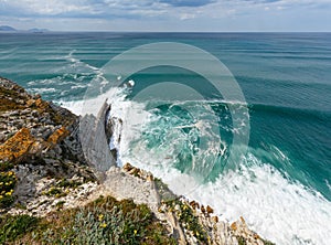 Summer ocean coastline view in Getxo town (Spain).