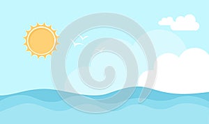 Summer Ocean Sun Sky Vector