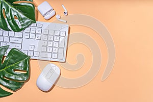 Summer office background with keyboard