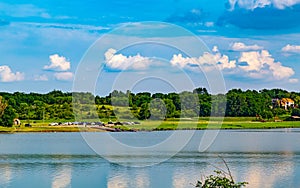 Summer in Omaha, Boat ramp and parking on the South  Eastern shore of the lake  at Ed Zorinsky Lake Park Omaha NE photo