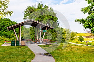 Summer in Omaha, A shelter with tables and benches at Ed Zorinsky Lake Park Omaha NE