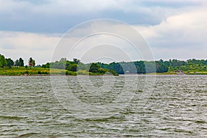 Summer in Omaha, View of the green summer vegetation surrounding the lake at Ed Zorinsky lake park, Omaha, Nebraska, USA