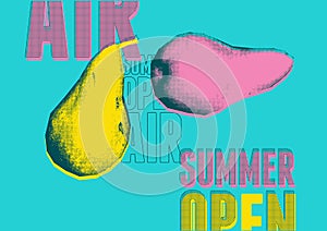 Summer open air festival typographical vintage grunge pop-art style poster design. Retro vector illustration.