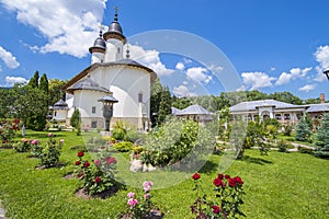 Summer orthodox monastery courtyard