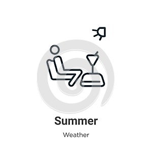 Summer outline vector icon. Thin line black summer icon, flat vector simple element illustration from editable weather concept